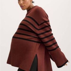 Hatch Brown and Black Striped Maternity Sweater